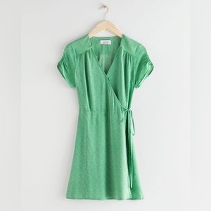 & Other Stories Microfloral Wrap Mini Dress